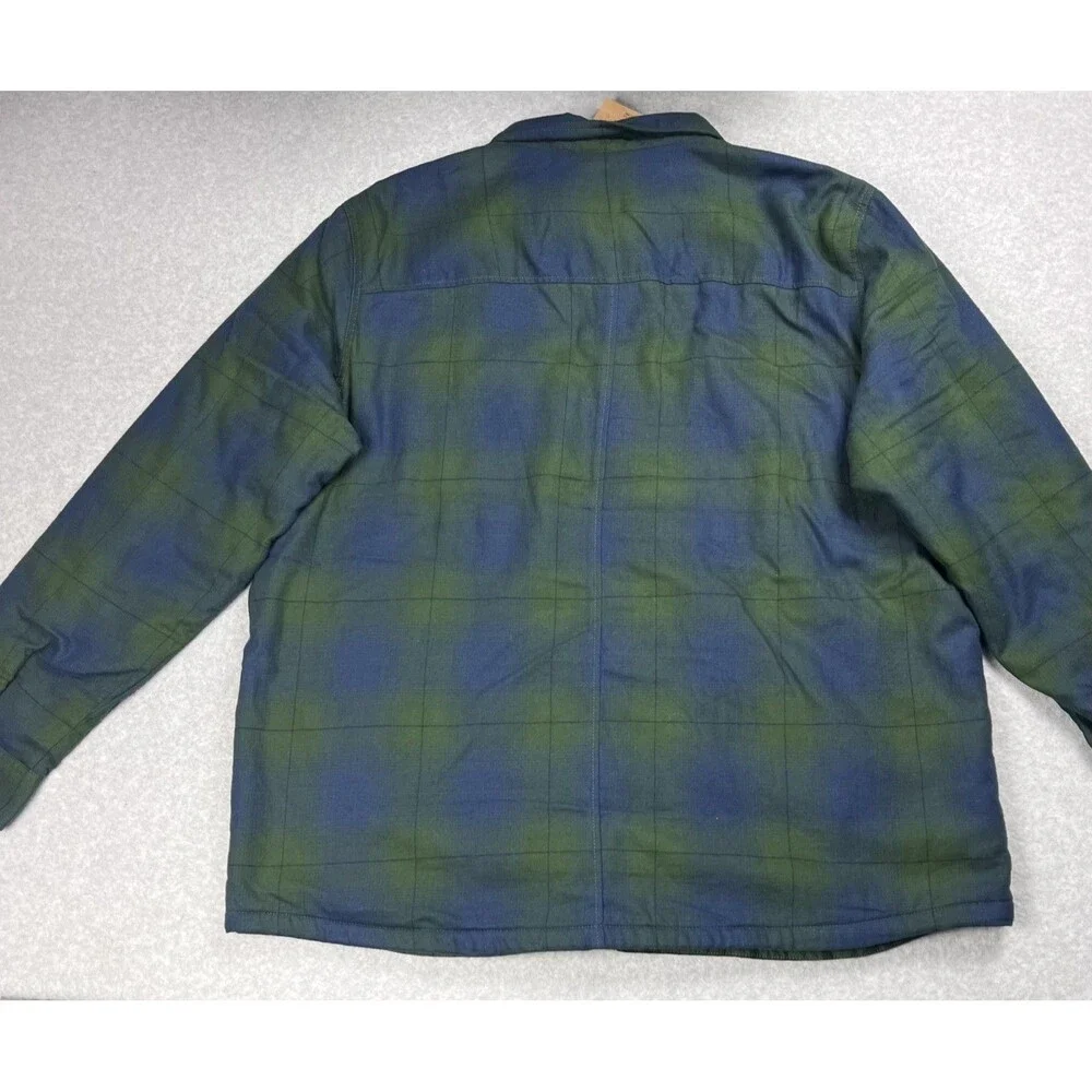 The North Face Mens 2XL Green Plaid Sherpa Lined Heavyweight Flannel Shirt